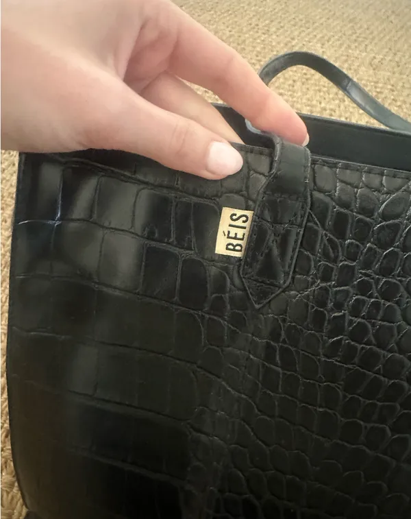 BEIS Work Tote in Black Crock - Image 4