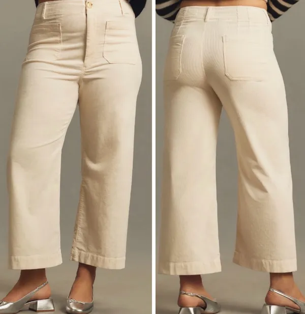 Anthropologie Maeve The Colette Corduroy Crop Wide-Leg Pants, Size 33 - Image 2