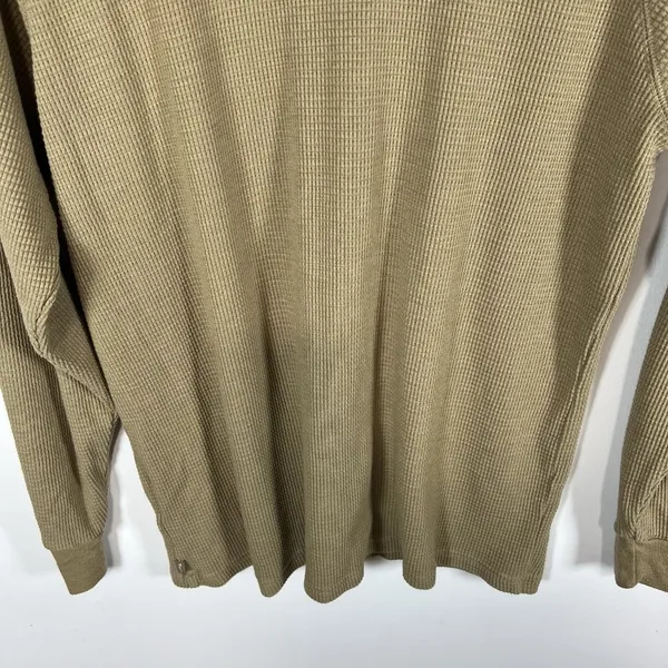 Aritzia‎ Tna Long Sleeve Waffle Knit Thermal Tan Hooded Shirt Women's Small - Image 9