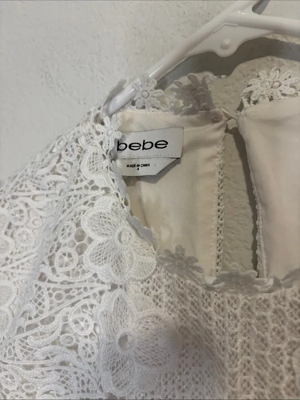bebe white Lace Floral Sleeveless Dress 4 - Image 2
