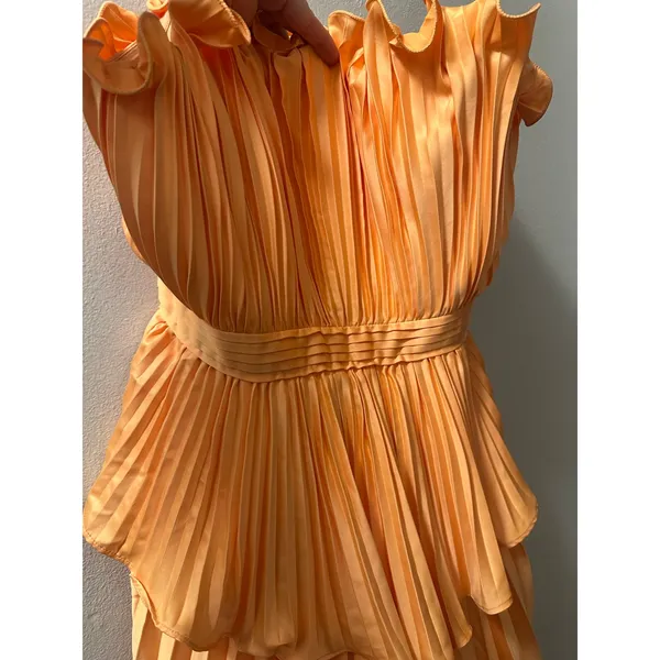 AMUR Orange Janey Tiered Ruffle Strapless Midi Pleated Fully Lined Dress size 6 - Image 6