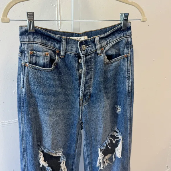PacSun Baggy Jeans Blue Distressed High Rise Wide Leg‎ 25 Contemporary - Image 3