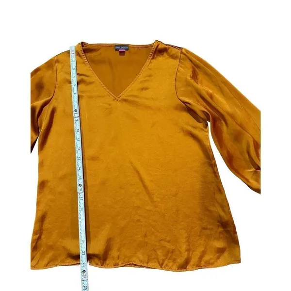 Vince‎ Camuto Blouson-Sleeve Blouse burnt orange rust Sz S - Image 7