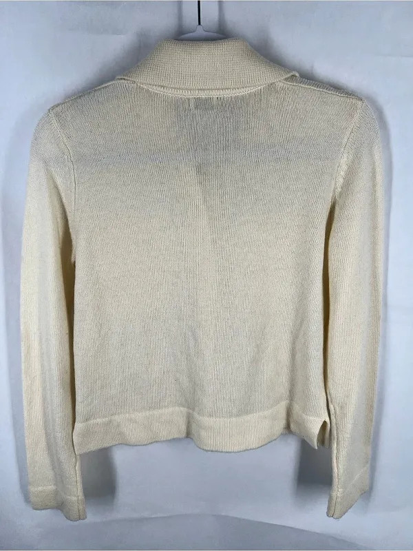 Spartina 449 Knit Polo Cardigan Seawool Cashmere Blend Cream Size S - Image 3