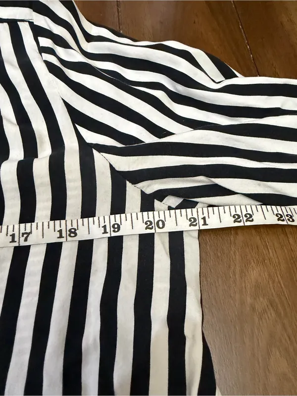 Jane + Delancey Black & White Striped Button Up Hi-Low Blouse Size L - Image 5