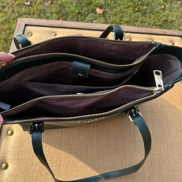 Marc Jacobs Commuter Tote Leather Shoulder Bag Forest Green Zip Work Laptop - Image 7
