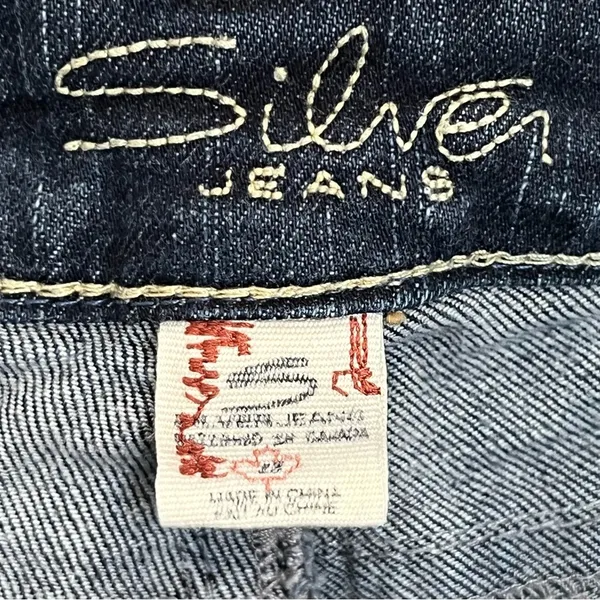 Silver Aiko Bootcut Jeans Women’s Size 28x31 Thick Stitch Dark‎ Denim Low Rise - Image 7