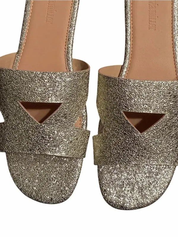 Olivia Miller Gold Slip on Sandals(Size 9) - Image 6
