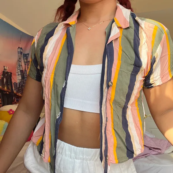 Hollister Striped Short Sleeve Button Up - Image 2