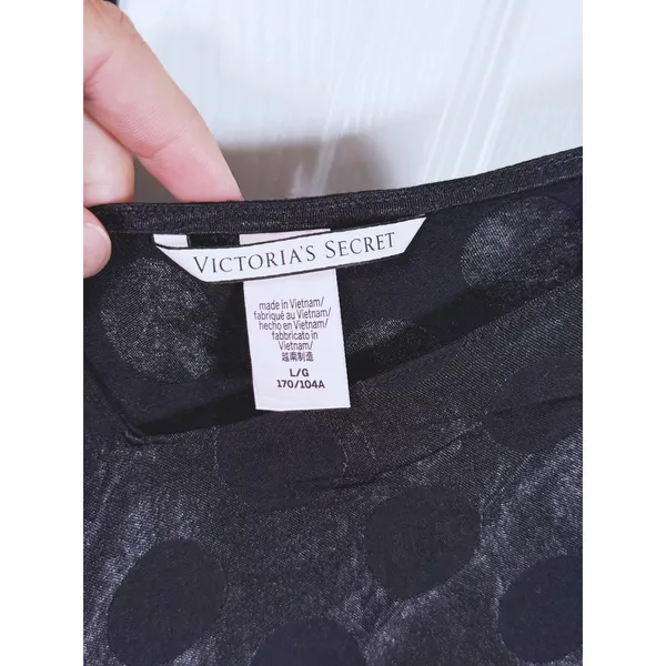 Victorias Secret Retro Satin Polka Dot Cami Tank Top Large Black 90s Lounge Y2K - Image 5