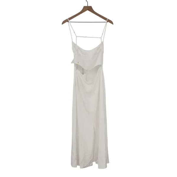 Zara Maxi Dress Womens Small White Sleeveless Cut-Out Back Spaghetti Straps - Image 12