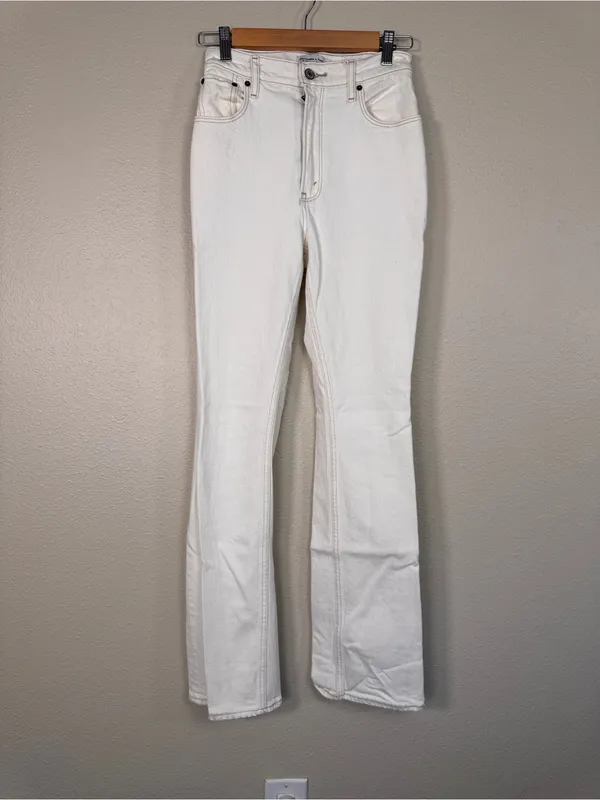 Abercrombie & Fitch Cream 70s Vintage Flare Jeans Womens 24 Ultra High Rise Fall - Image 11