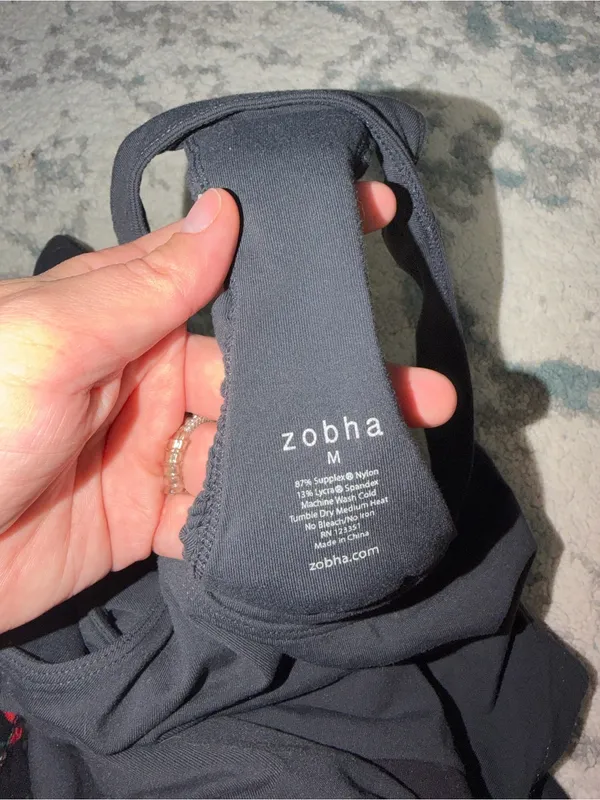 Zobha Athletic Tank Top Shelf Bra Cinch Hem Racerback Medium - Image 5