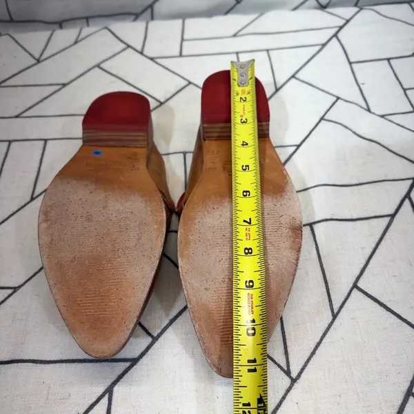 Bed Stu Mules 38 Tan Woven Leather Pointed Toe‎ Slides Low Heel - Image 10