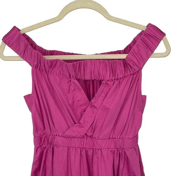 Anthropologie Maeve Mona Off The Shoulder Midi Fit & Flare Dress Fuchsia Size XS - Image 7