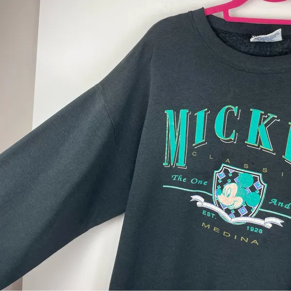 Vintage Disney Mickey Classic Crewneck Pullover Sz XXL Neon - Image 4