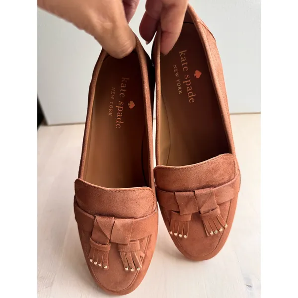 Kate Spade Berkeley Brown Tan Suede Tassel Loafers Flats Women’s 5.5 - Image 4