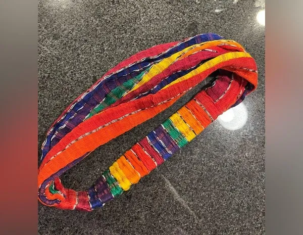 Unbranded Fair Trade Handmade Woven Threaded Fabric Rainbow Stretchy Headband - Image 5