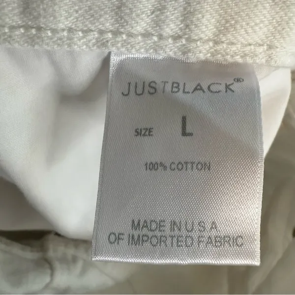 Just Black Denim White Ram Edge Hem Mini Skirt Women’s Sz L - Image 4