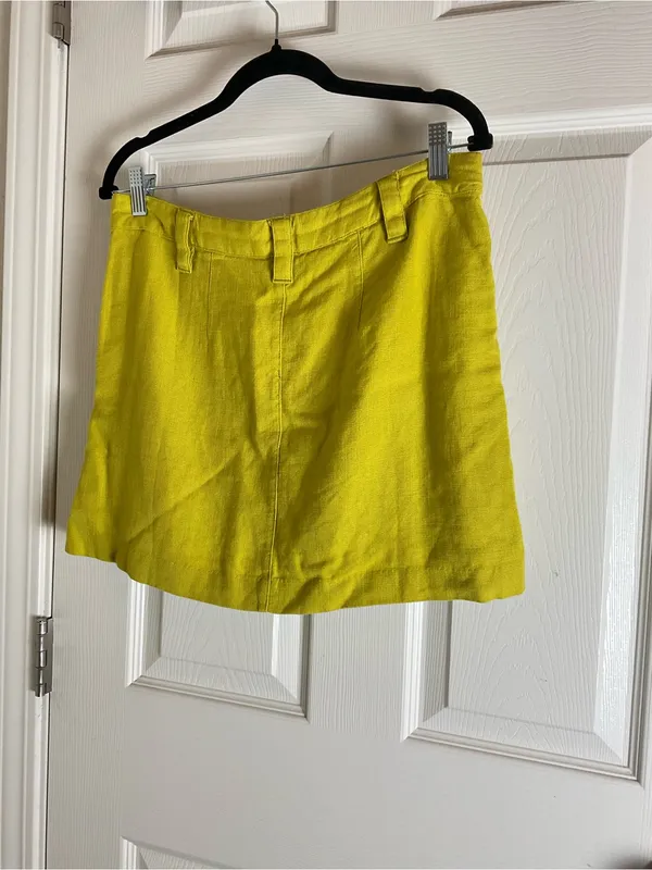 Free People Can't Blame Me Linen Blend Mini Skirt Size 6 Lime Yellow Mini - Image 7