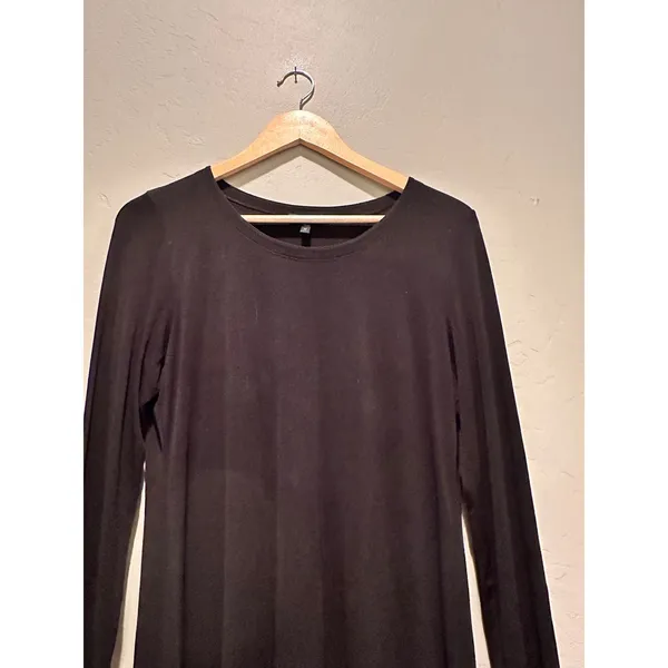 Eileen Fisher Black 100% Silk Tunic Top Medium Minimalist‎ Lagenlook - Image 5