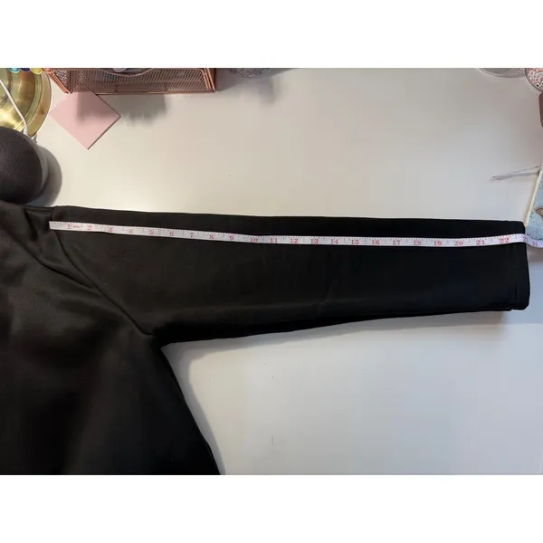 Womens Black Scuba Fleece Lined Longline Zip Up Hooded‎ Jacket Tulip Hem Size L - Image 9