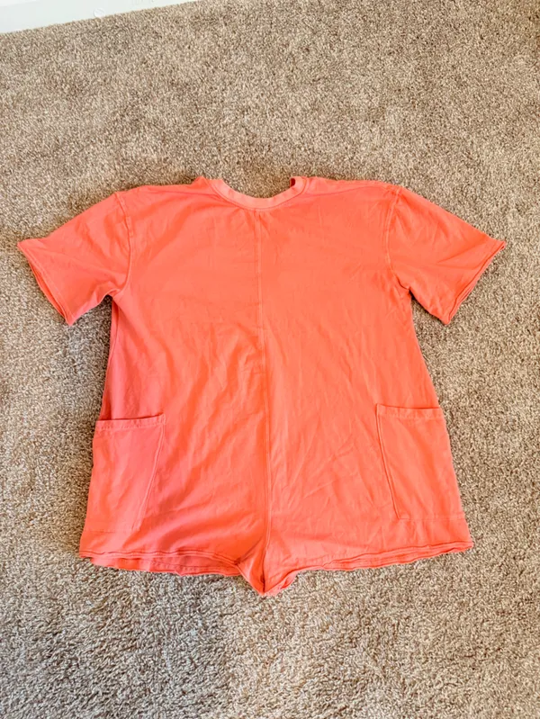 Fp Movement Hot Shot Tee Romper Onesie Oversized Size Small Neon Orange Nwot - Image 9