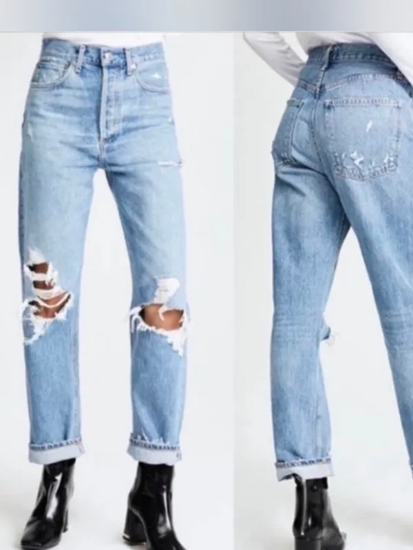Agolde 90's Fit Mid Rise Button Fly Distressed Loose Fit Jeans Size 26 - Image 2