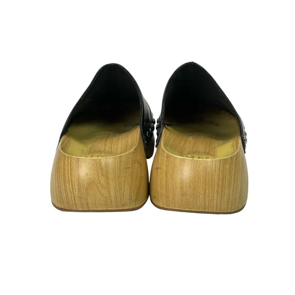 Zara Womens Black Studded Faux Leather Round Toe Slip On Mules Clogs Shoes 8.5 - Image 3