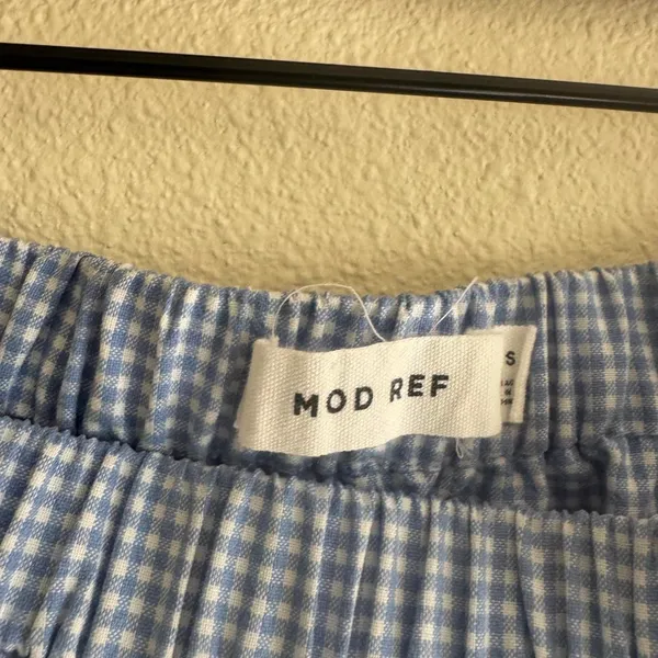 Mod Ref Emilie Tiered Blue Gingham Midi Skirt Size Small - Image 4