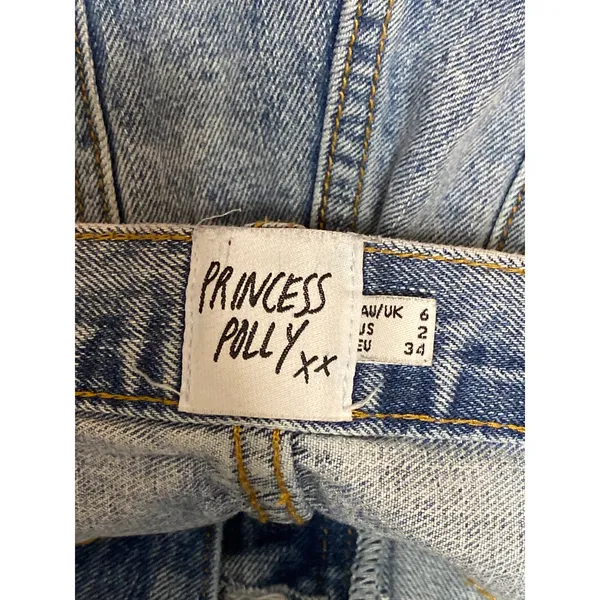 Princess Polly Women's Blue High Waisted Straight Leg Baggy Denim Jeans Size 2 - Image 5