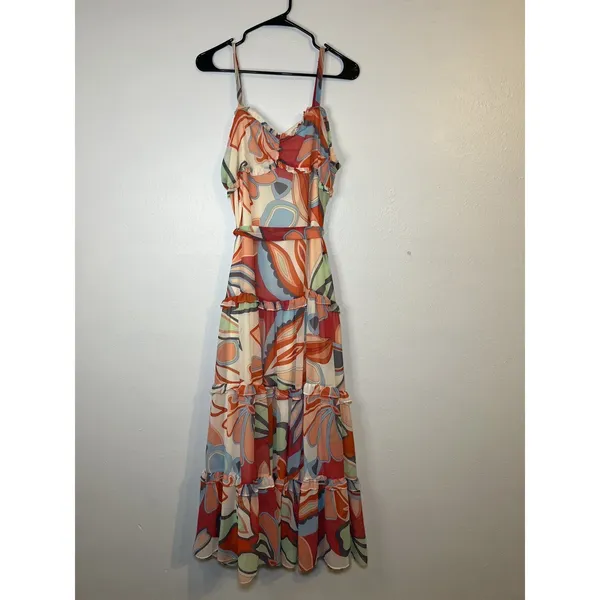 Alexis for Target Mixed Floral Sleeveless Tiered Ruffle Maxi Dress Size L Boho - Image 3