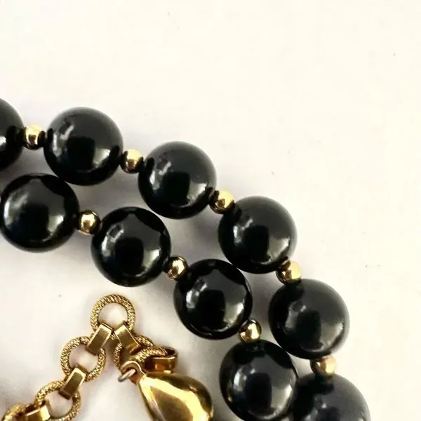 Monet vintage black beaded and gold tone spacers choker necklace - Image 6