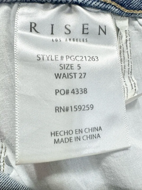 Risen Cassidy High-Rise Barrel Leg Bow Detail Cropped Blue Jeans Size 5/27 - Image 14