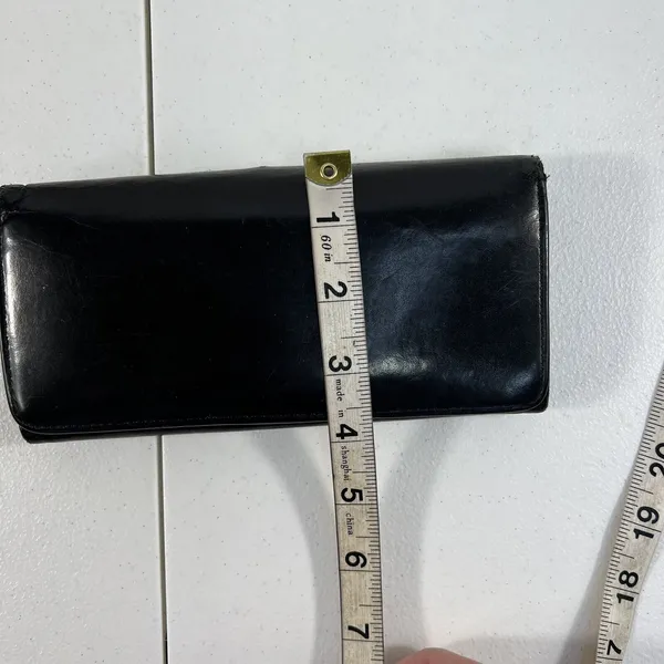 Patent Leather Black Wallet Clutch Credit Card Bi Fold Kiss Lock‎ Beautiful - Image 10