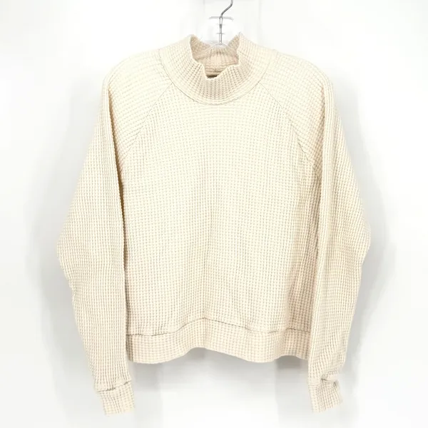 The North Face Mock Neck Chabot Waffle Knit Pullover Women's Small White Granola - Image 7