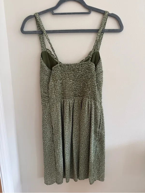 Abercrombie Olive Green Mini Dress with Tiny White Dots - Image 2