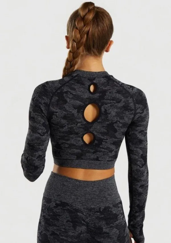 Gymshark Camo Long Sleeve Crop Top - Image 2