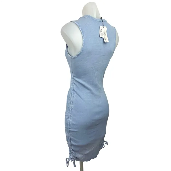 Garage Women's Blue Sleeveless Crew Neck Ruched Mini Bodycon Tank Dress Size M - Image 5