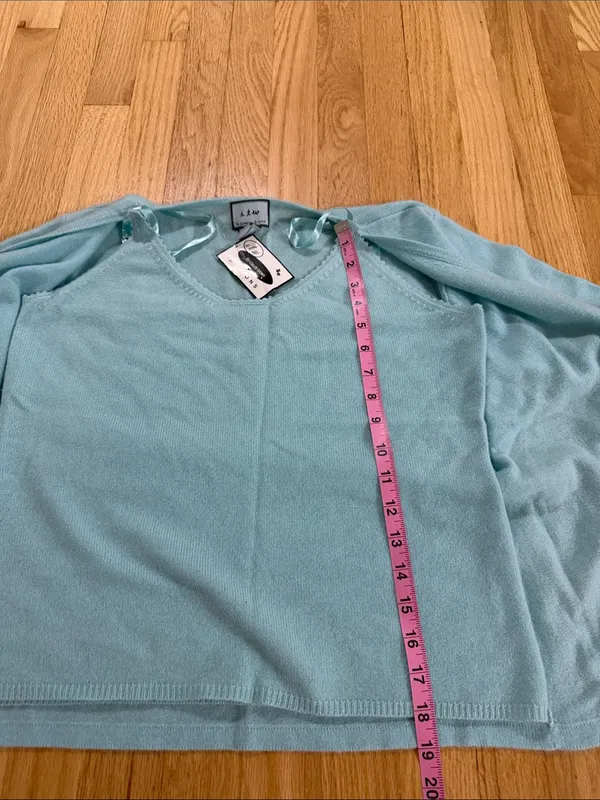 NWT Vintage Blue Cashmere Cardigan Tank Top Matching Set Sz XL - Image 7