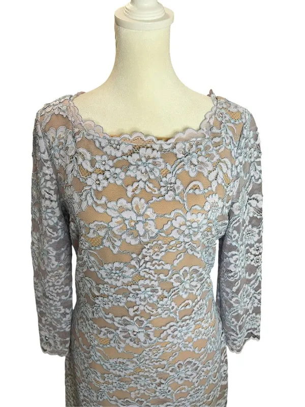 Diane von Furstenberg DVF Zarita Blue Lace Sheath Cocktail Dress Size 8 - Image 4