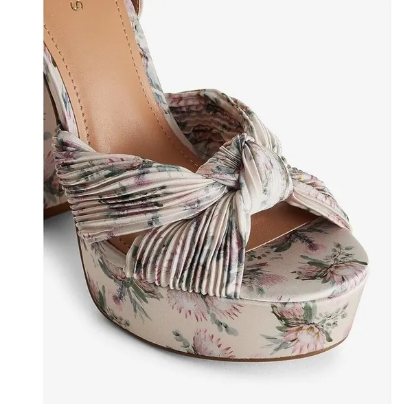 EXPRESS | NWT | 6 | Floral Twist Strap Multi-Color Platform Heeled Sandals - Image 3