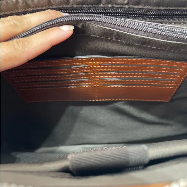 CLUCI Briefcase Work Bag Purse Brwn Shoulder Vegan Leather Laptop Padded Pocket - Image 8