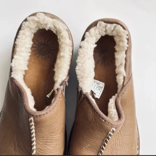 UGG Bettey 1928 Shearling Lined Brown Leather Tan Slip-On Shoes Size 7 - Image 16