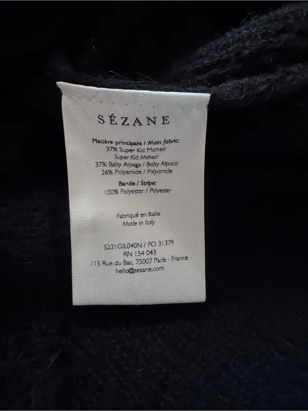 Sezane Gaspard Cardigan Black Mohair Alpaca Knit Sweater Size S - Image 12