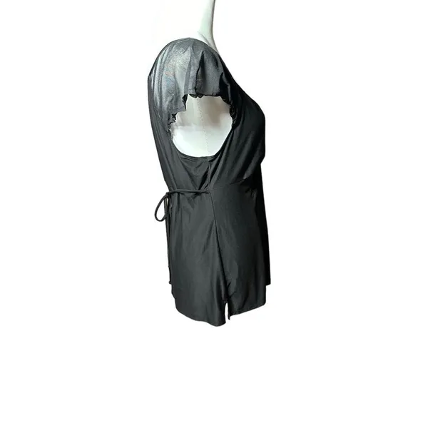 Bisou Bisou Intimates Black v - Neck Top with Sheer Details Sz Large - Image 10