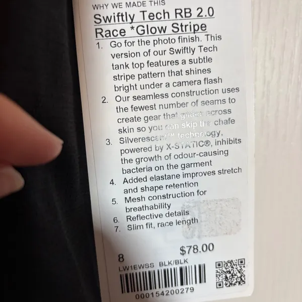 lululemon Swiftly Tech RB 2.0 Race Glow Stripe Size 8 NWT, Black - Image 3