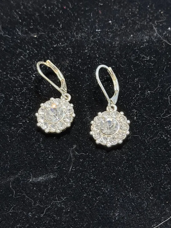 Crystal Halo Drop Earrings - Image 2