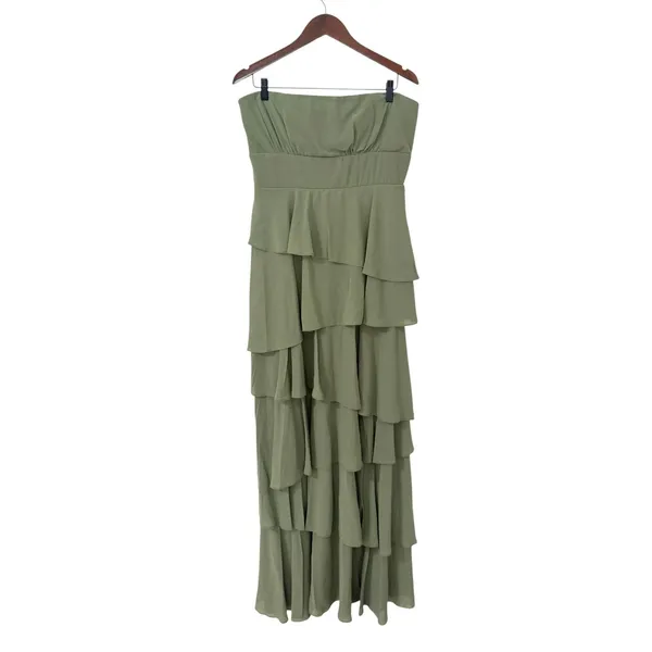 Lulus Gorgeous Essence Sage Strapless Tiered Maxi Dress size Large NWT - Image 3