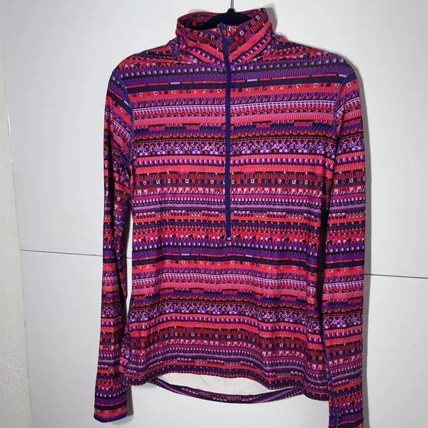 Nike Women’s Pink & Purple Striped Quarter-Zip Pullover - Image 8